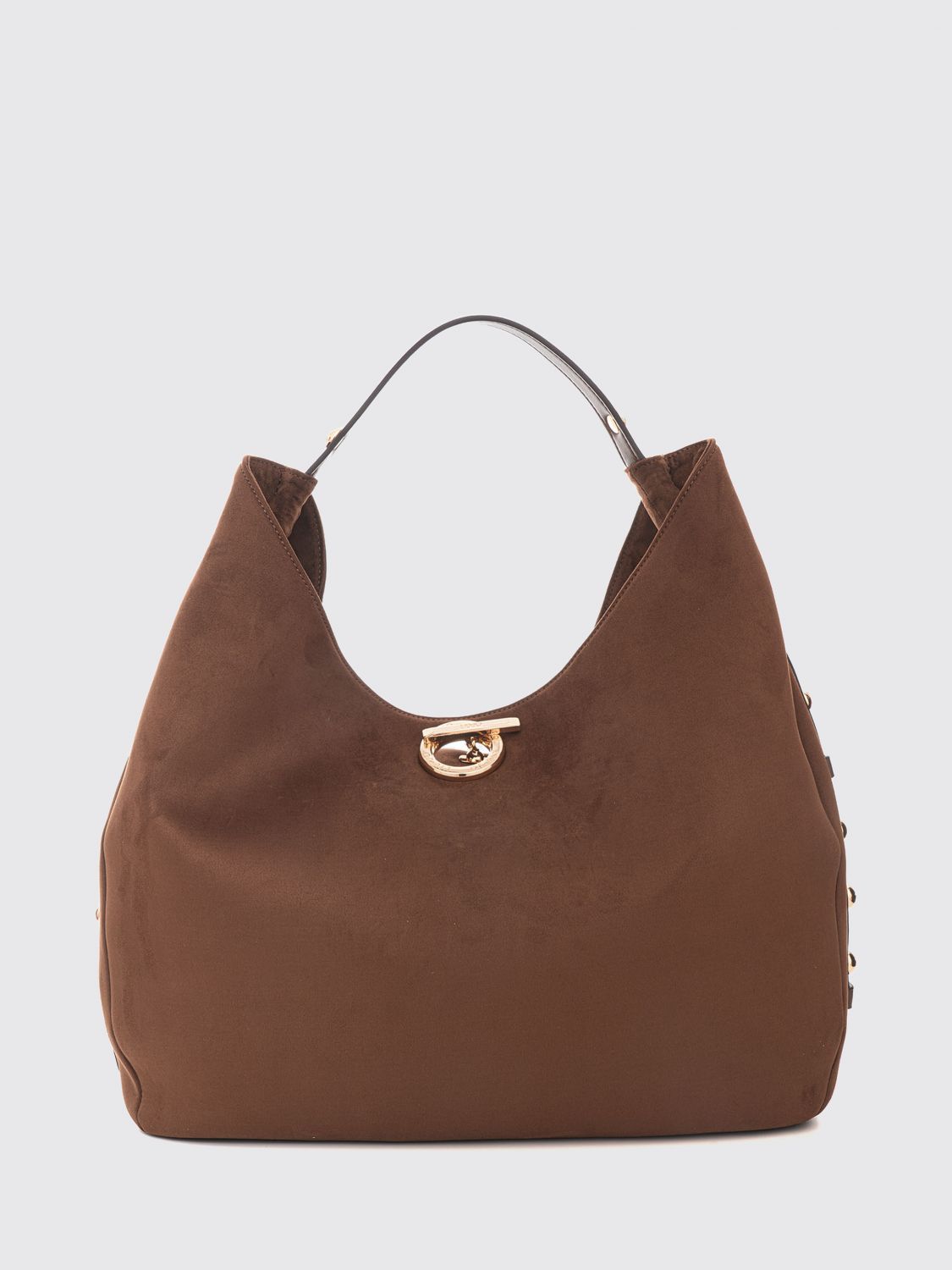 LIU JO Gerona Large Hobo Bag in Velvet with Metal Piercing and Leather Handle