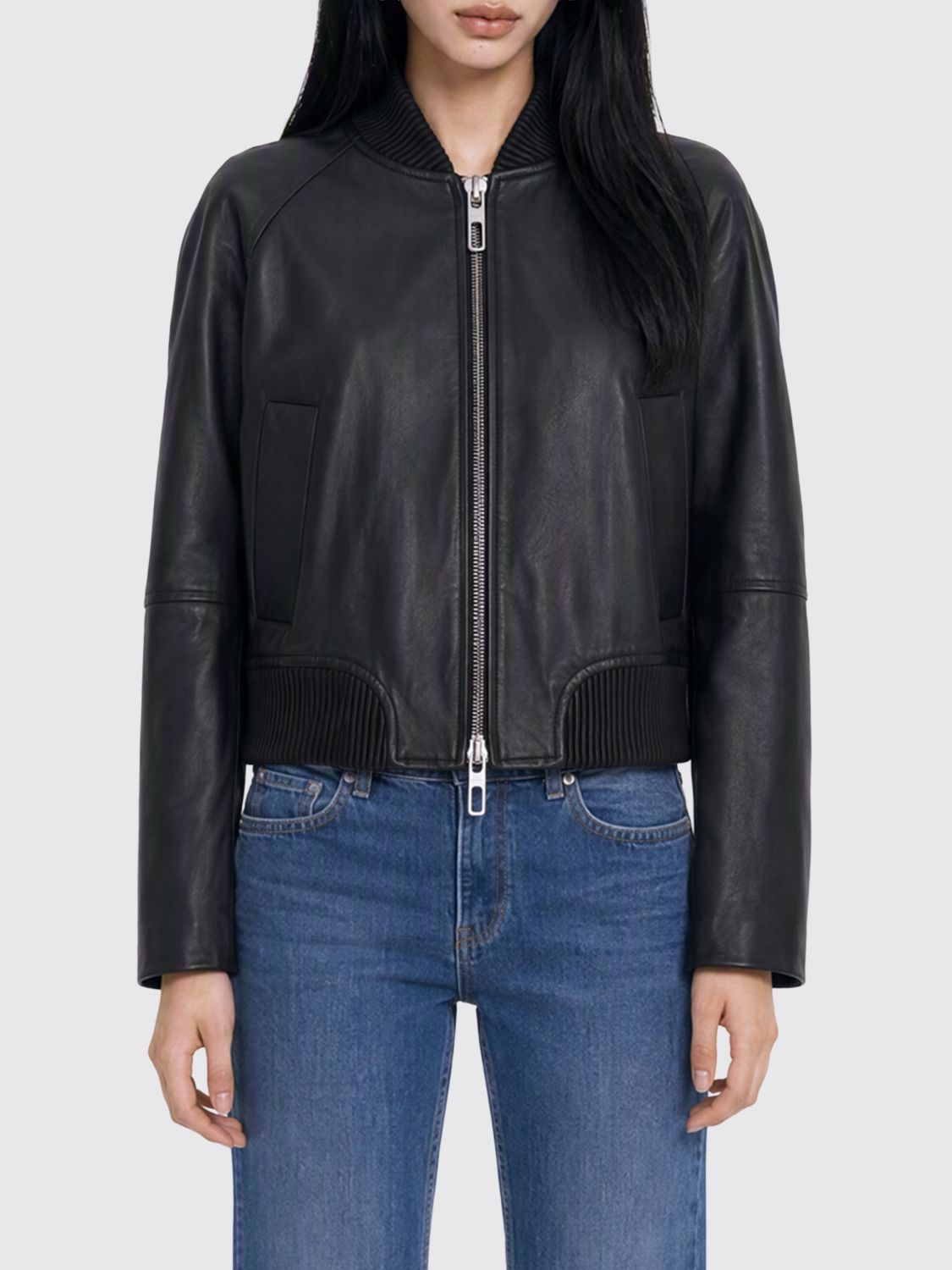 SPORTMAX Amour kurze Bomberjacke aus Lammleder mit Reißverschluss