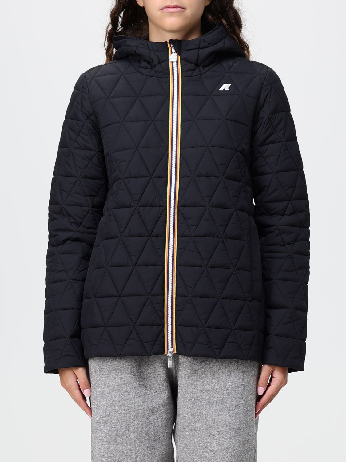 K-WAY Madlaine Quilted Nylon Short Down Jacket with Removable Hood