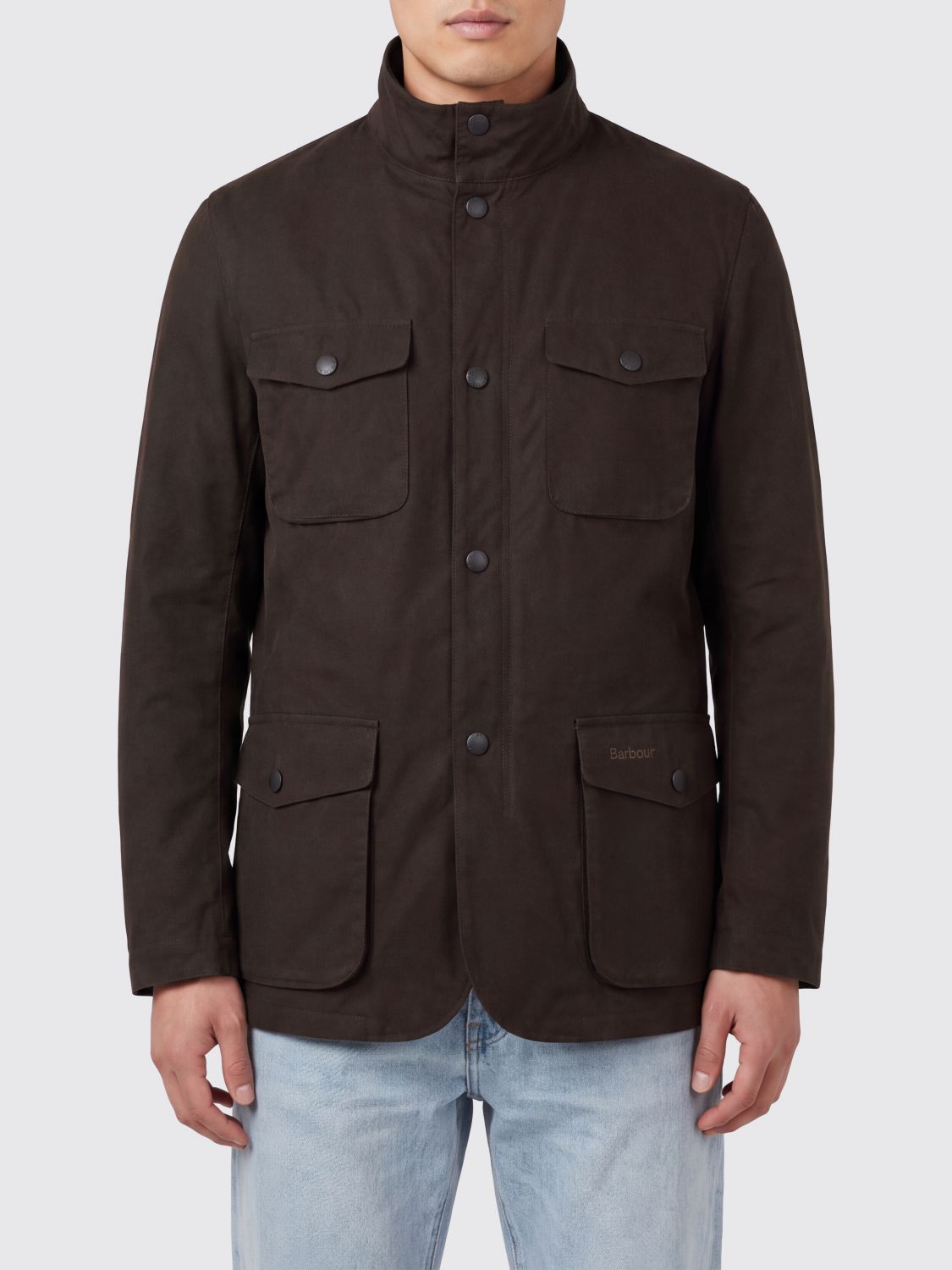 BARBOUR Winddichte Ogston Wachsjacke aus Baumwolle mit Stehkragen und aufgesetzten Taschen