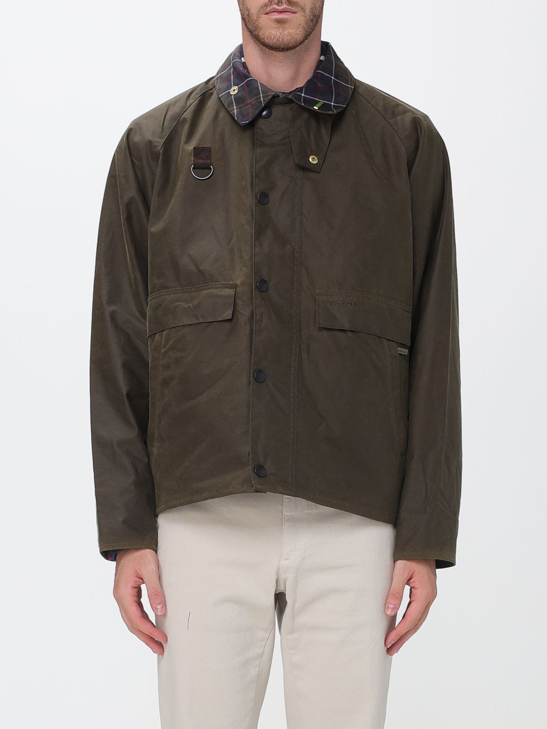 BARBOUR Spey Wachsjacke aus Baumwolle mit Cordkragen und Pattentaschen