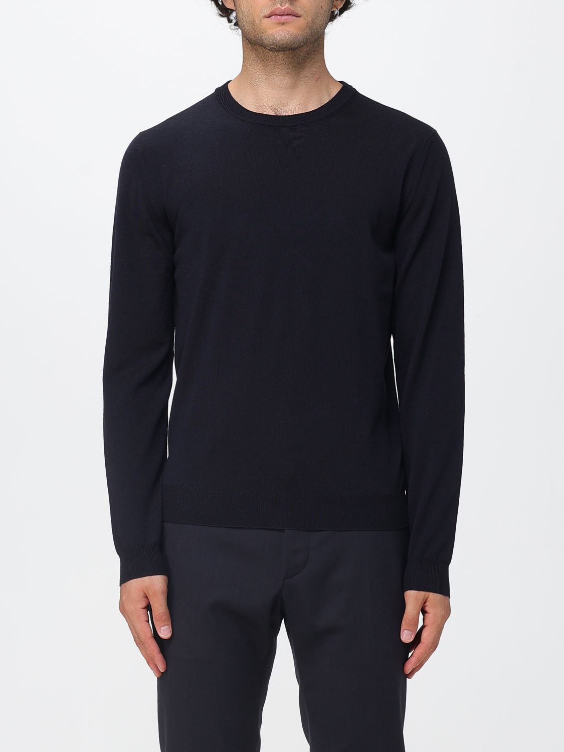Zanone Crewneck Wool Blend Jumper with Long Sleeves and Ribbed Trims
