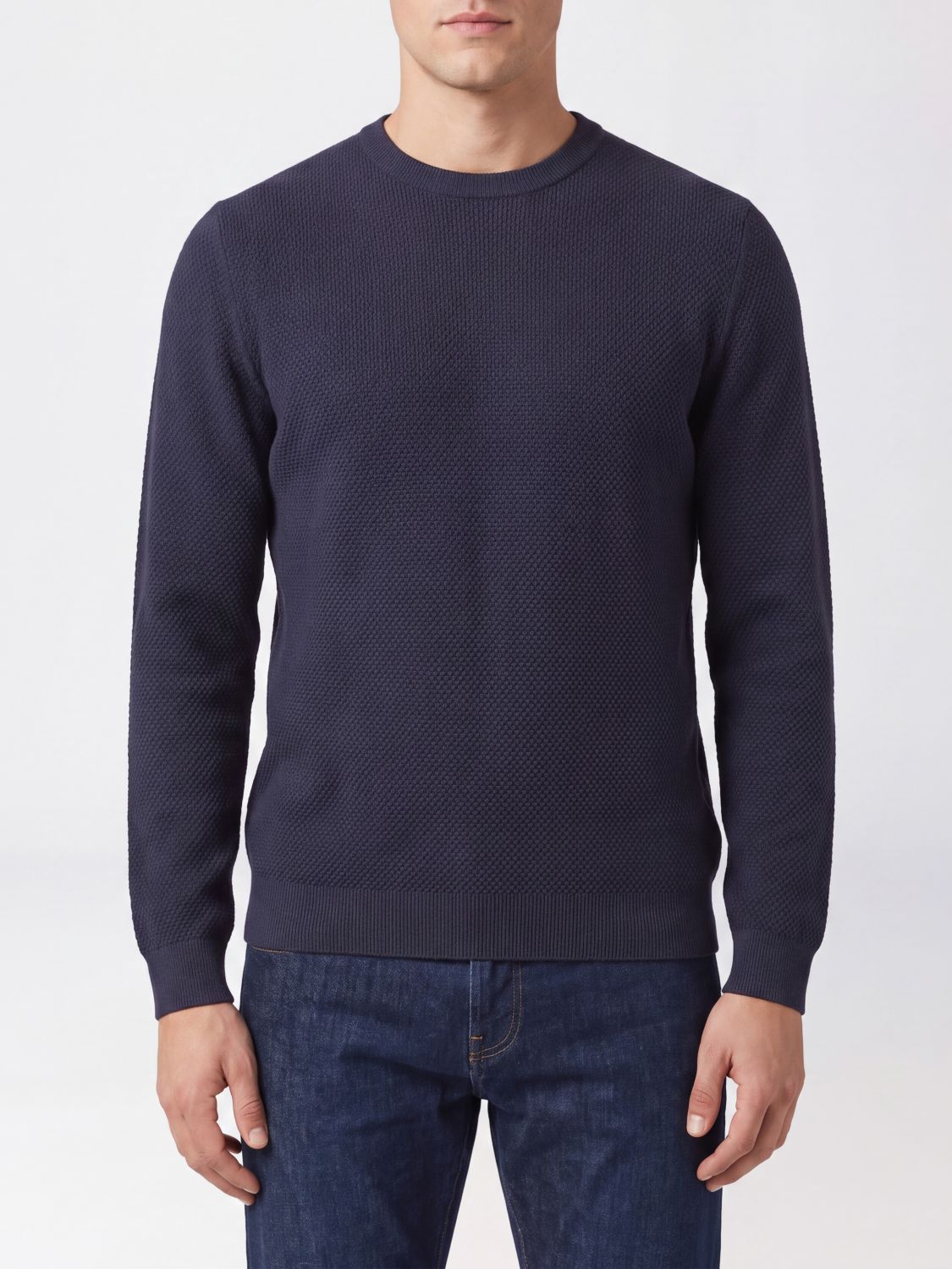 Zanone Slim Fit Crewneck Jumper in Pure Virgin Wool with Ribbed Trims