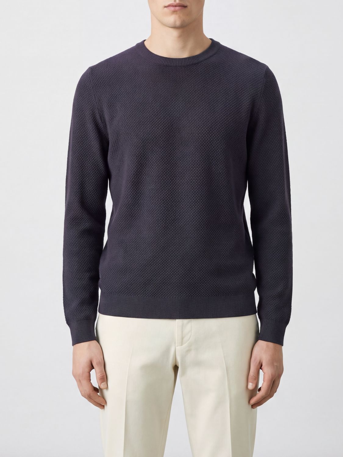 ZANONE Slim-Fit-Pullover mit Rundhalsausschnitt aus reiner Schurwolle mit Rippbündchen