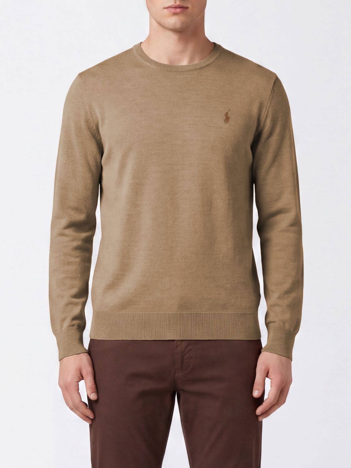 POLO RALPH LAUREN Baumwollpullover mit Rundhalsausschnitt und kontrastierender Pony-Logo-Stickerei