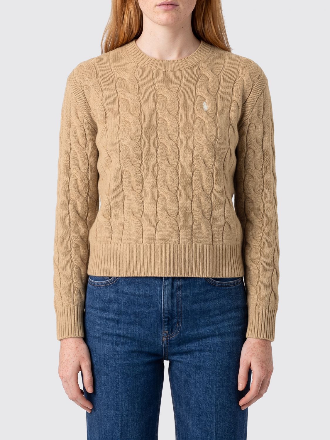 POLO RALPH LAUREN Wollpullover mit Zopfmuster und gesticktem Pony-Logo