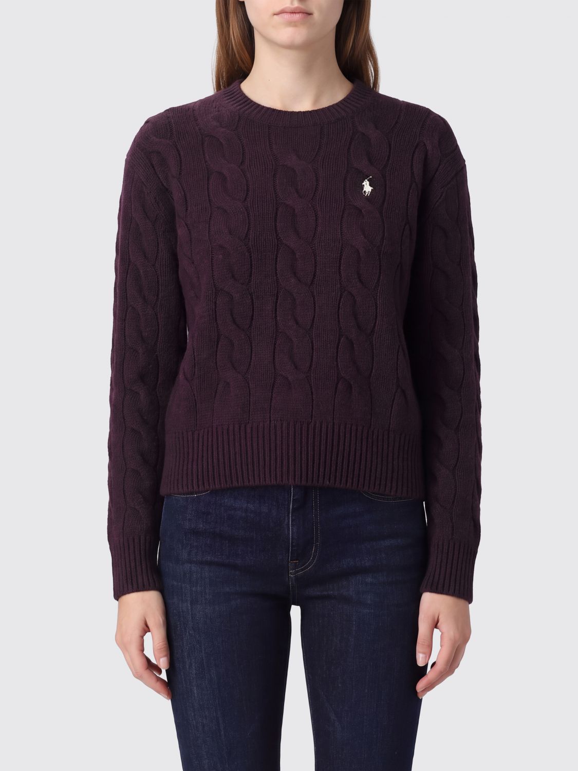 POLO RALPH LAUREN Wollpullover mit Zopfmuster und gesticktem Pony-Logo