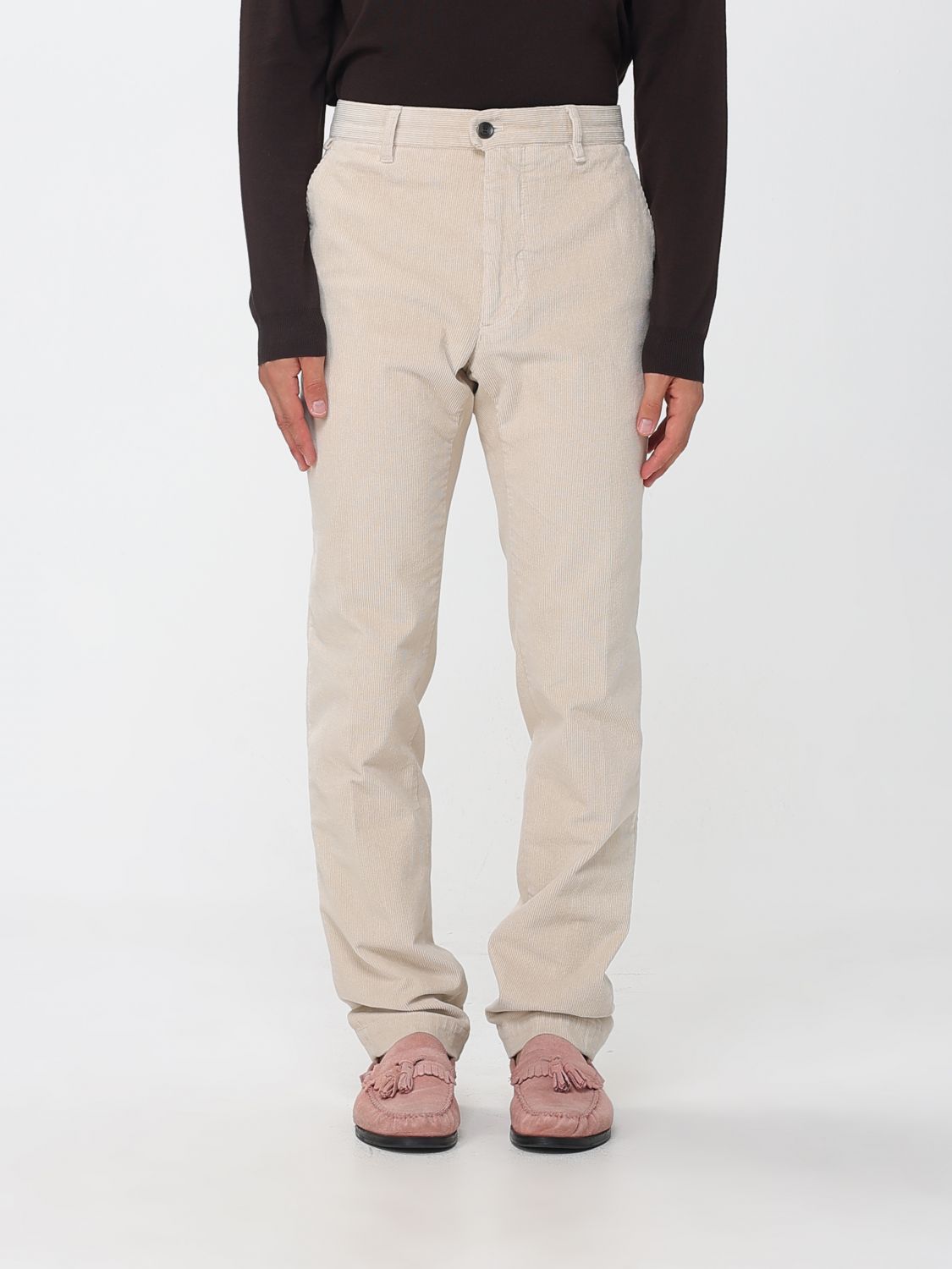 Incotex Slim Fit Corduroy Chino Trousers with Slant and Rear Welt Pockets