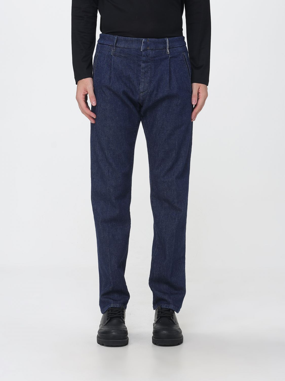 Incotex Skinny Fit Stretch Denim Jeans with a Concealed Fastening