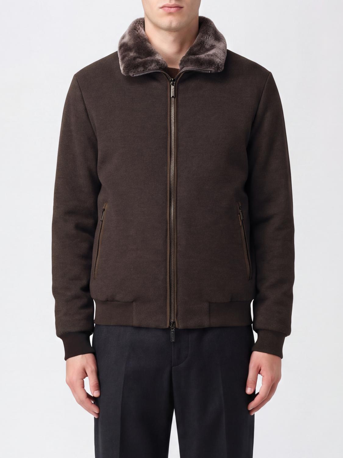 MOORER Bomber Bellati in lana e cashmere con collo in pelliccia