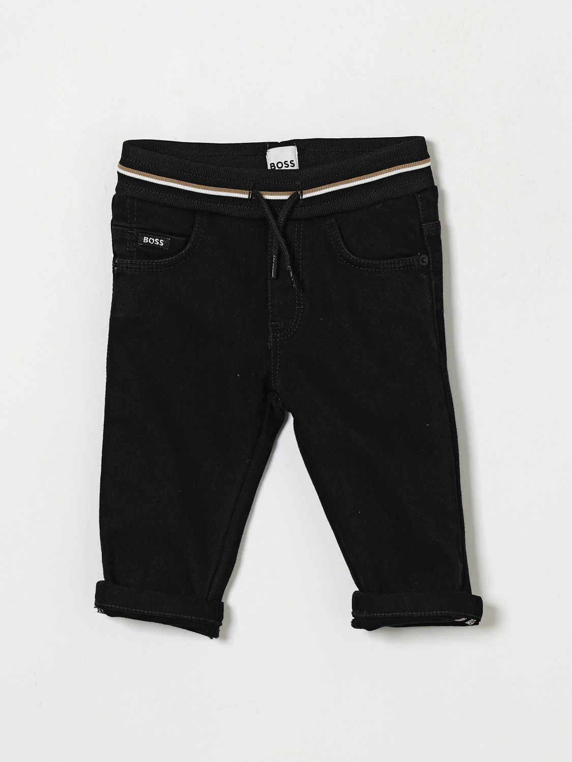 BOSS Boy's Slim Fit Jogging Trousers in Stretch Cotton with Drawstring