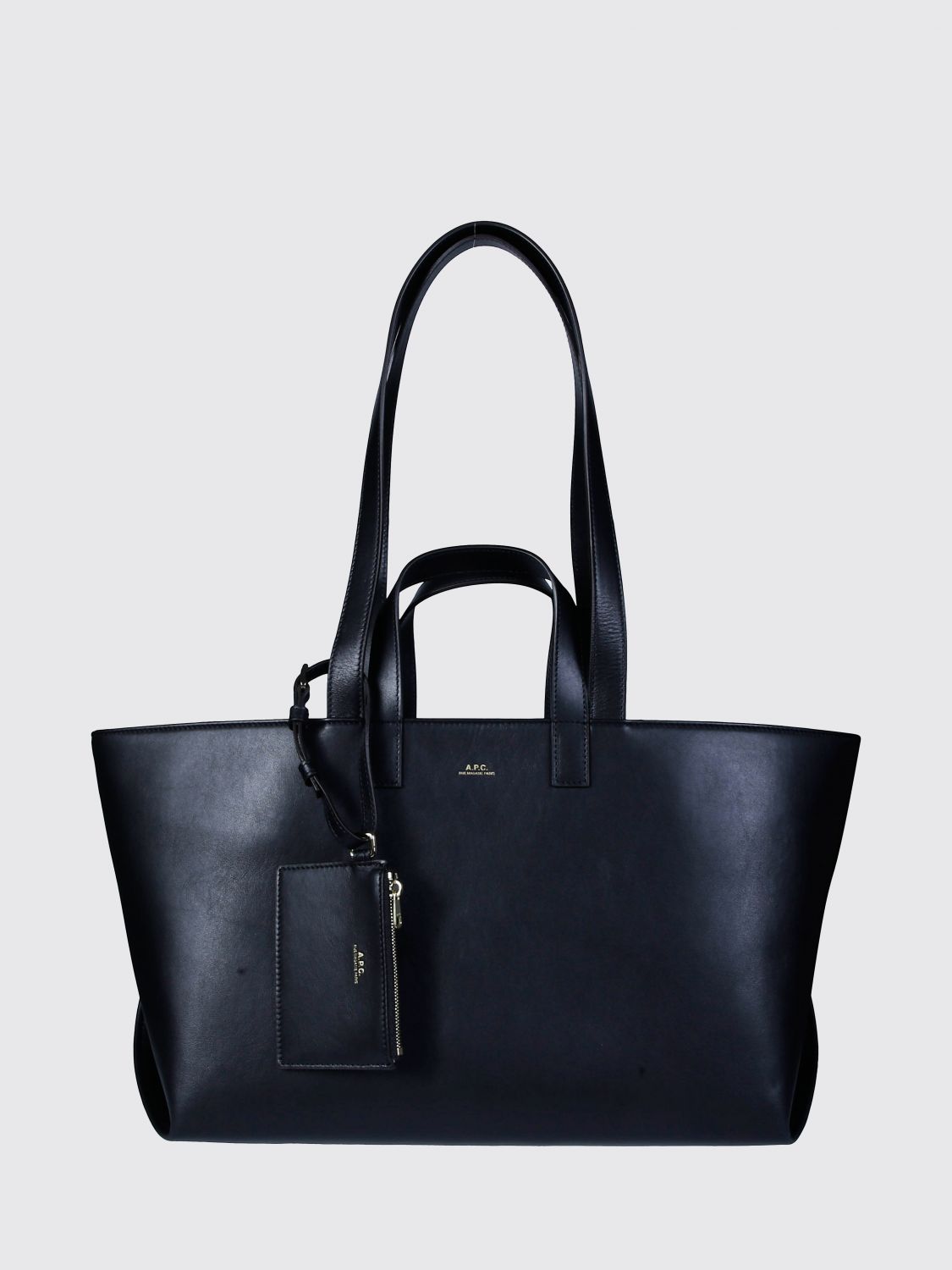 A. P.C. Le Drummer Smooth Calfskin Tote Bag with Removable Pouch A. P.C. Le Drummer Smooth Calfskin Tote Bag with Removable Pouch