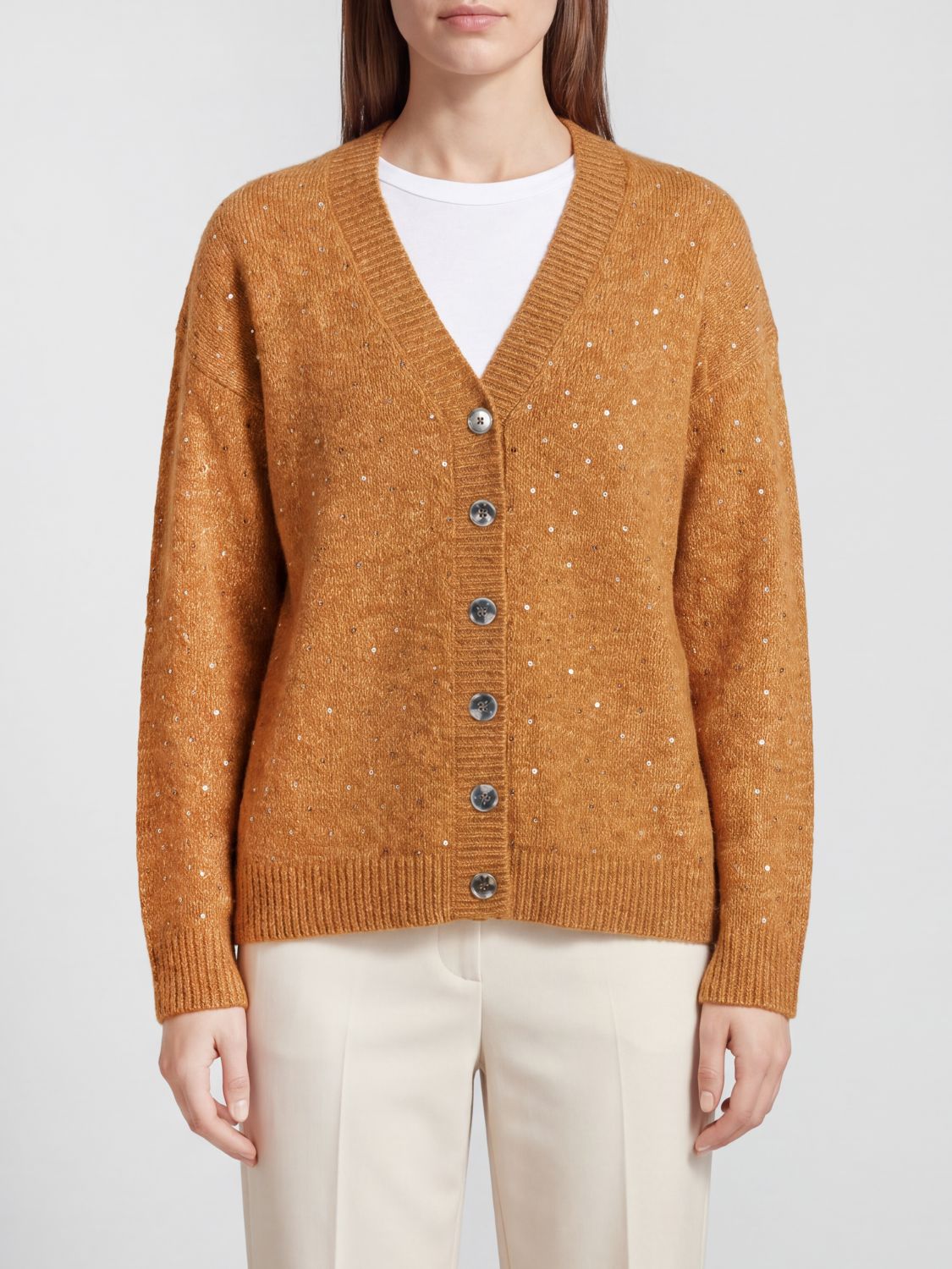 PINKO Cardigan aus Wollmischung von mit V-Ausschnitt und Strassapplikationen