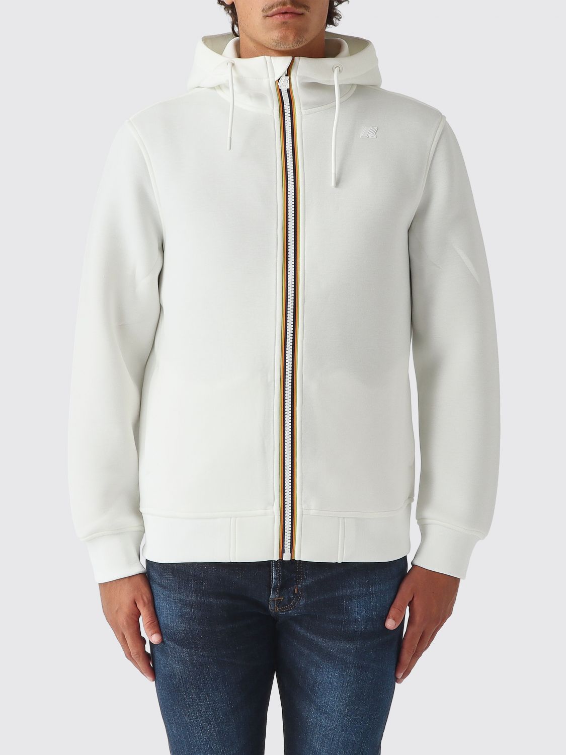 K-WAY Felpa con zip e cappuccio in tessuto tecnico stretch da uomo