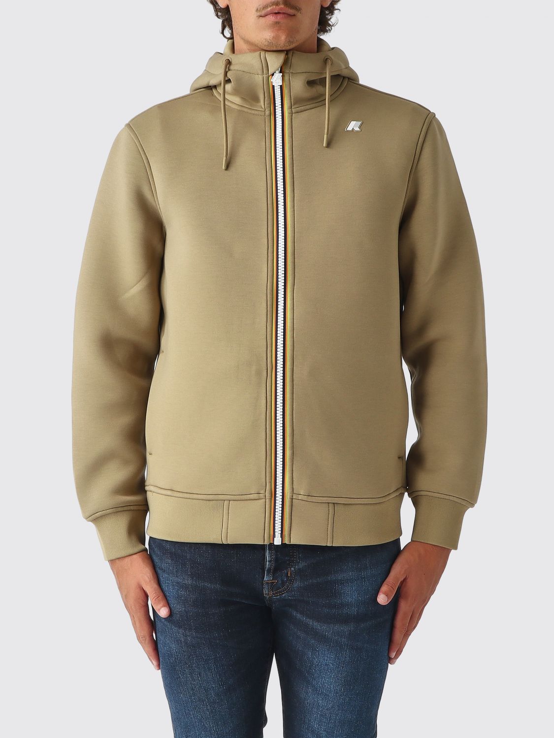 K-WAY Felpa con zip e cappuccio in tessuto tecnico stretch da uomo