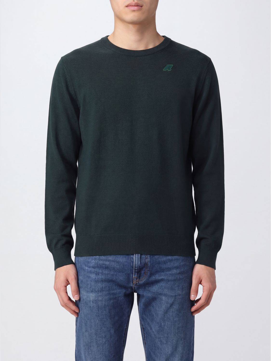 K-WAY Slim-Fit Pullover mit Rundhalsausschnitt aus reiner Wolle für Herren