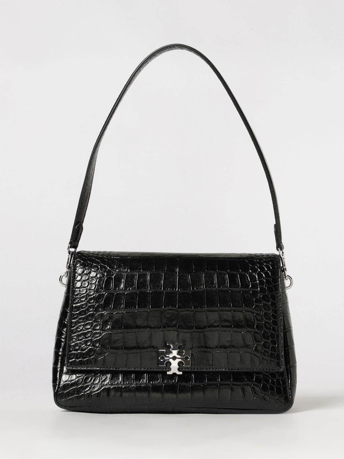TORY BURCH Charlie Croc-Effect Leather Shoulder Bag with Double T Logo