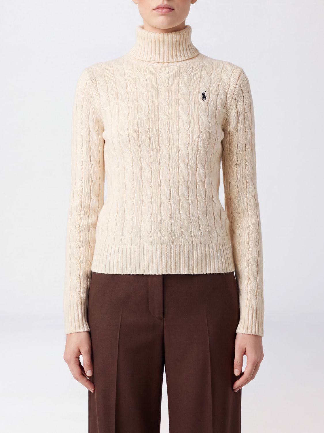 POLO RALPH LAUREN Slim Fit Wool and Cashmere Turtleneck Jumper with Embroidered Pony Logo