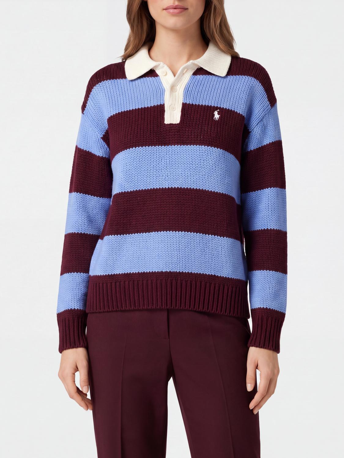 POLO RALPH LAUREN Gestreiftes Strickpolo aus Wollmischung mit Pony-Logo
