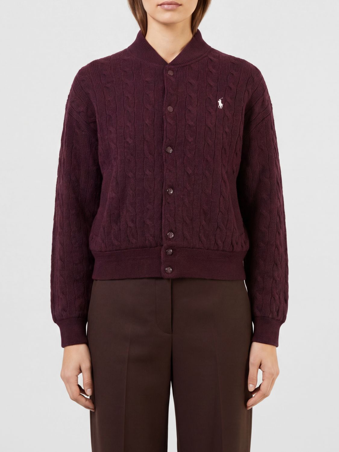 POLO RALPH LAUREN Cardigan in lana e cashmere con collo bomber e vestibilità relaxed