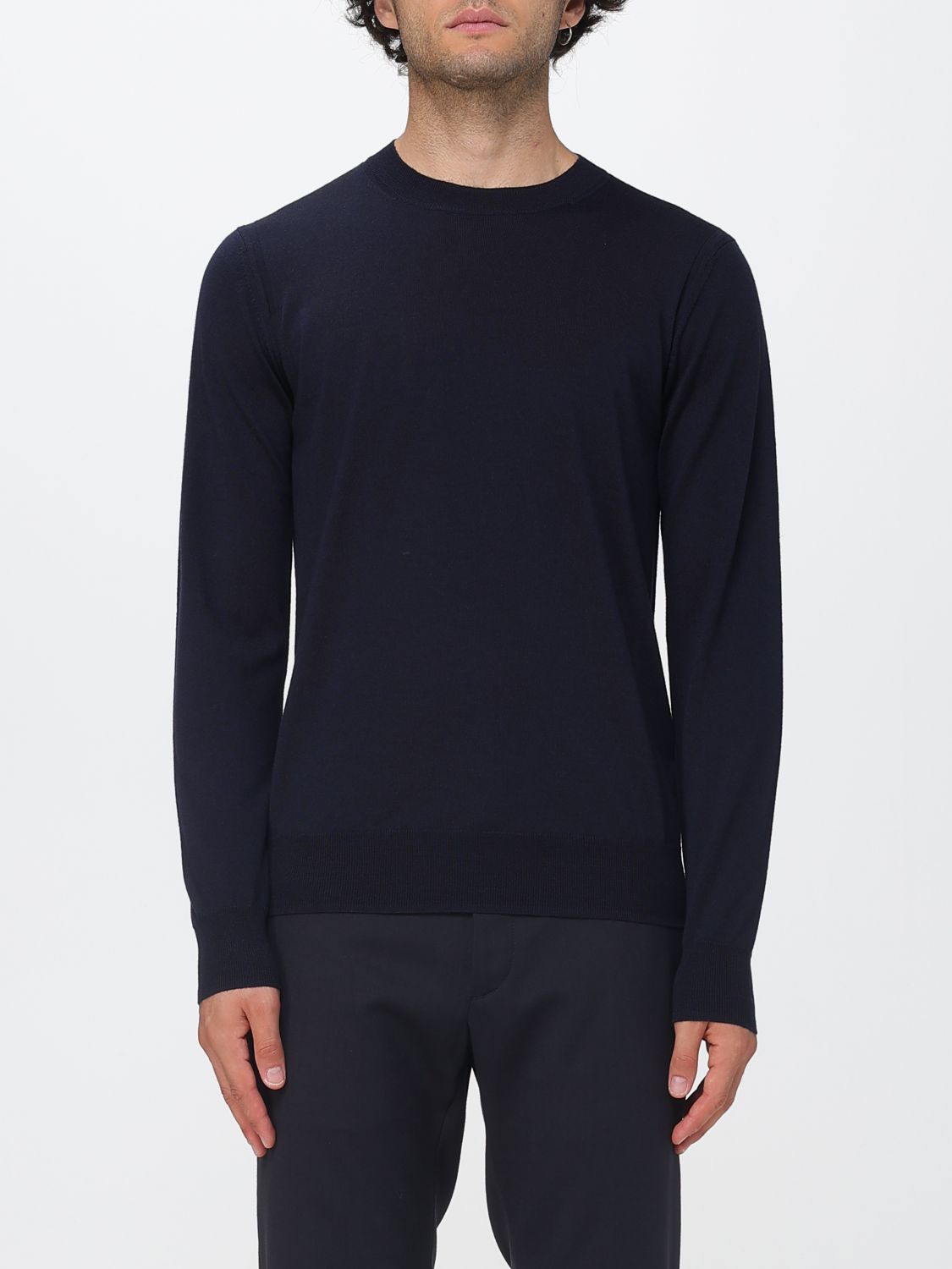 PAOLO PECORA Wollpullover mit Rundhalsausschnitt und Rippbündchen