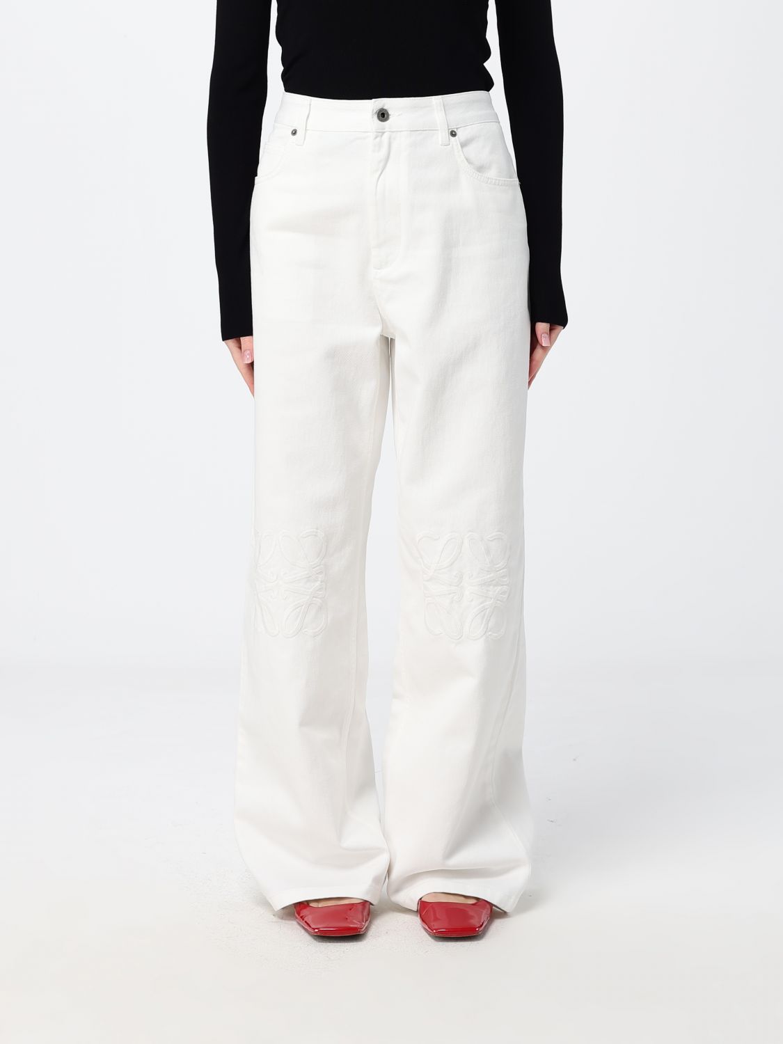 LOEWE High-Waisted Wide-Leg Baggy Jeans in Cotton Denim