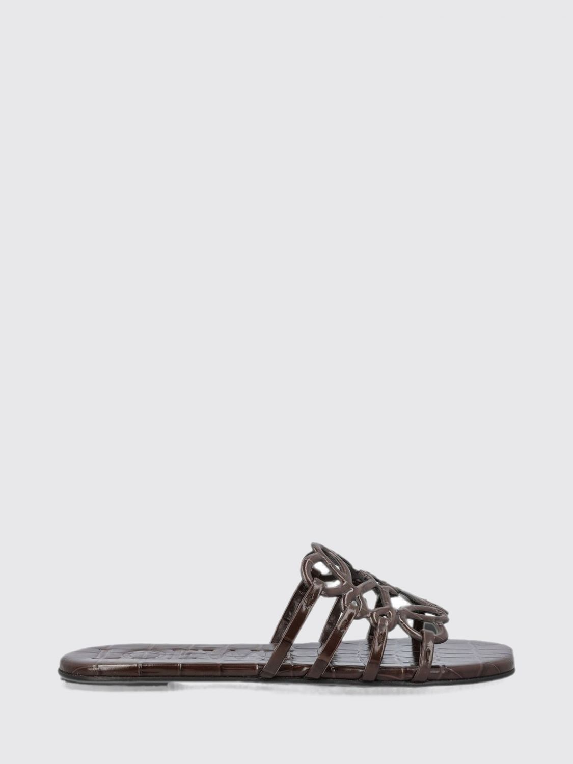LOEWE Anagram Petal Croc-Effect Leather Mule Sandals