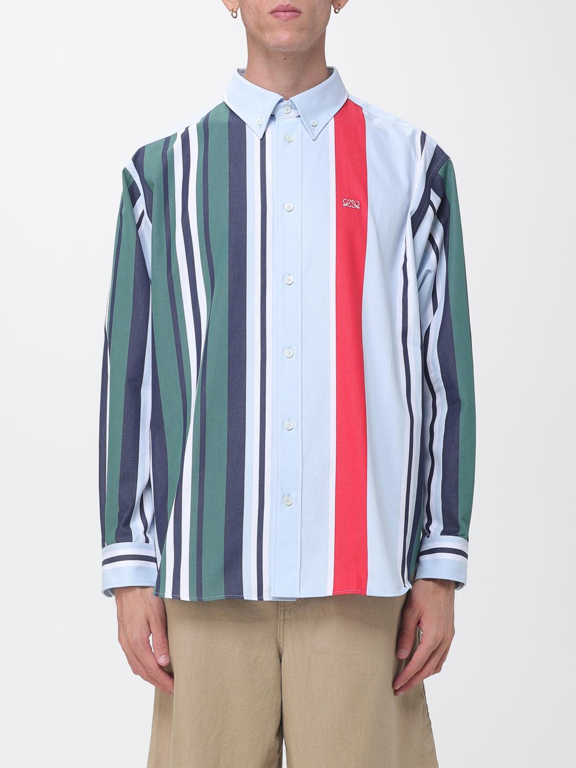 LOEWE Striped Cotton Shirt with Button-Down Collar and Patch Pocket