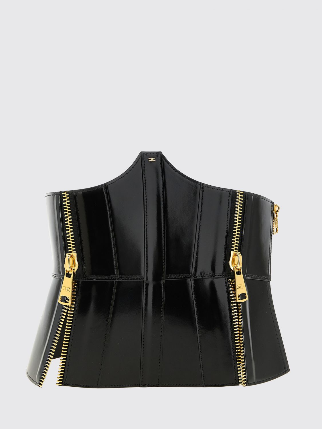 ELISABETTA FRANCHI Bustier-Gürtel aus Leder mit Monogramm-Logo und Bindeband