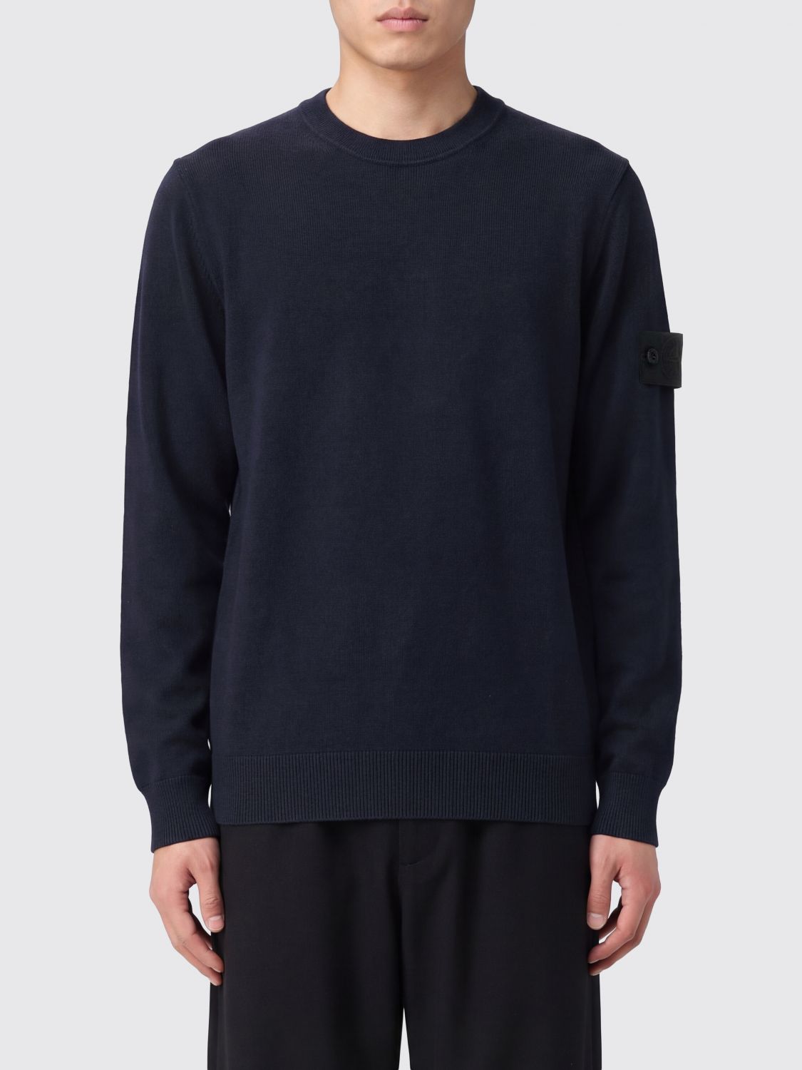 STONE ISLAND Rundhalspullover aus reiner Schurwolle mit Compass-Logo-Patch