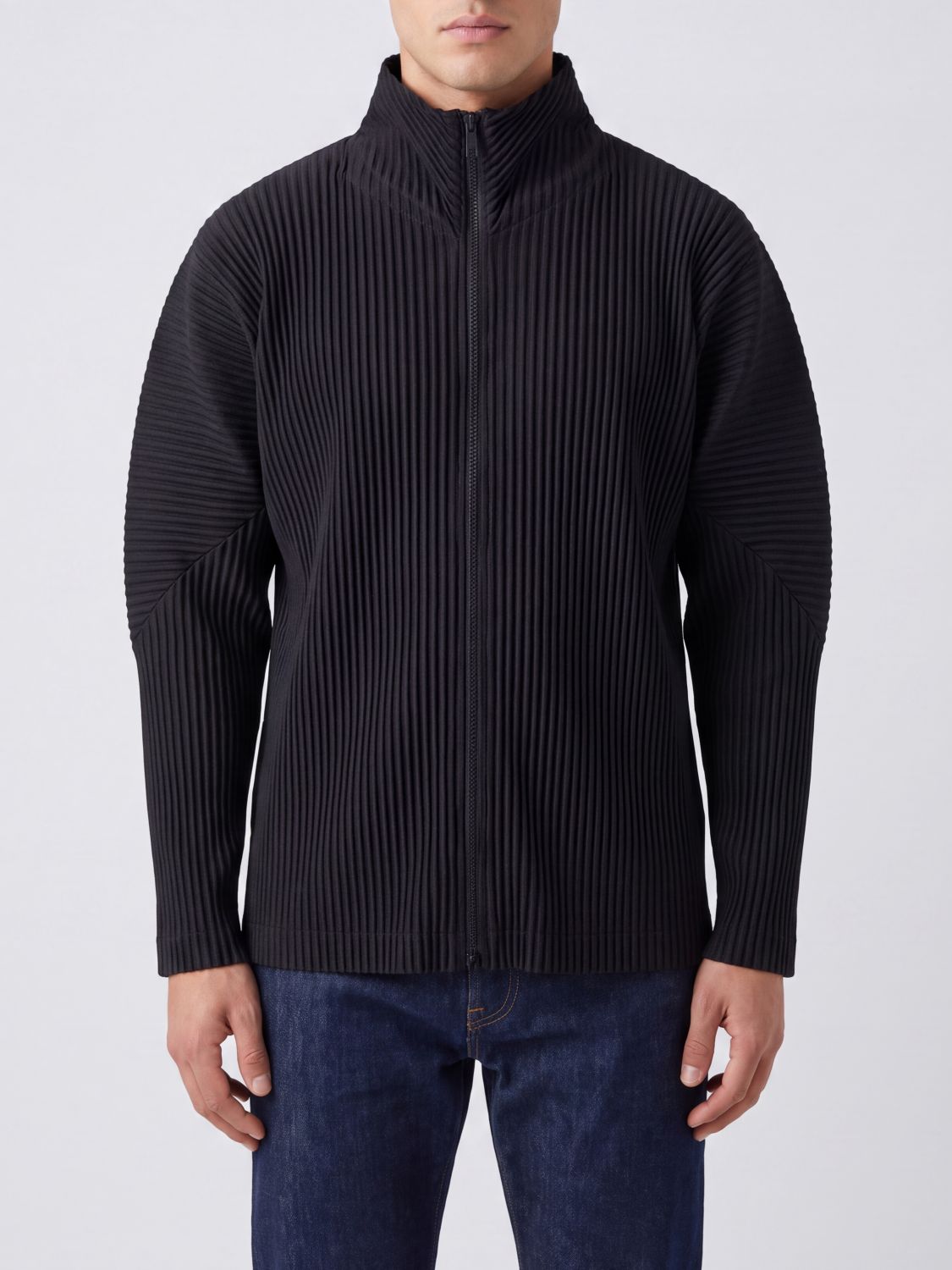 HOMME PLISSE' ISSEY MIYAKE Plissierter Stehkragen-Cardigan Homme Plissé Issey Miyake mit Reißverschluss