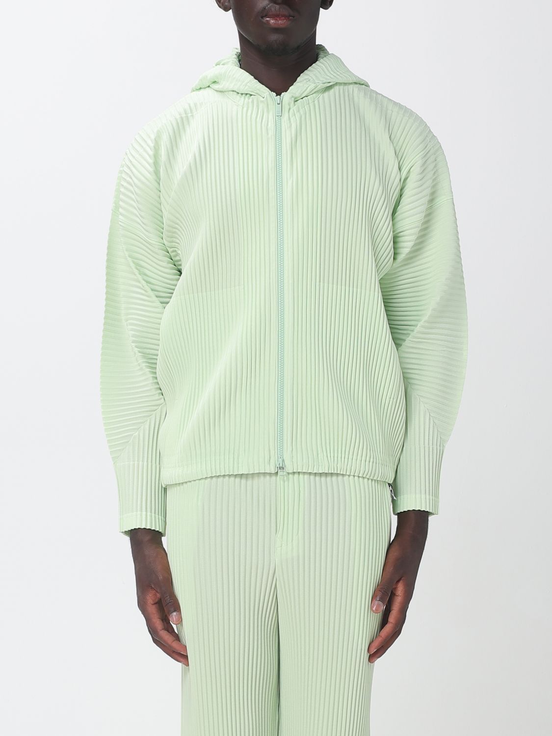 HOMME PLISSE' ISSEY MIYAKE Felpa plissettata Homme Plissé Issey Miyake in crêpe con cappuccio e zip