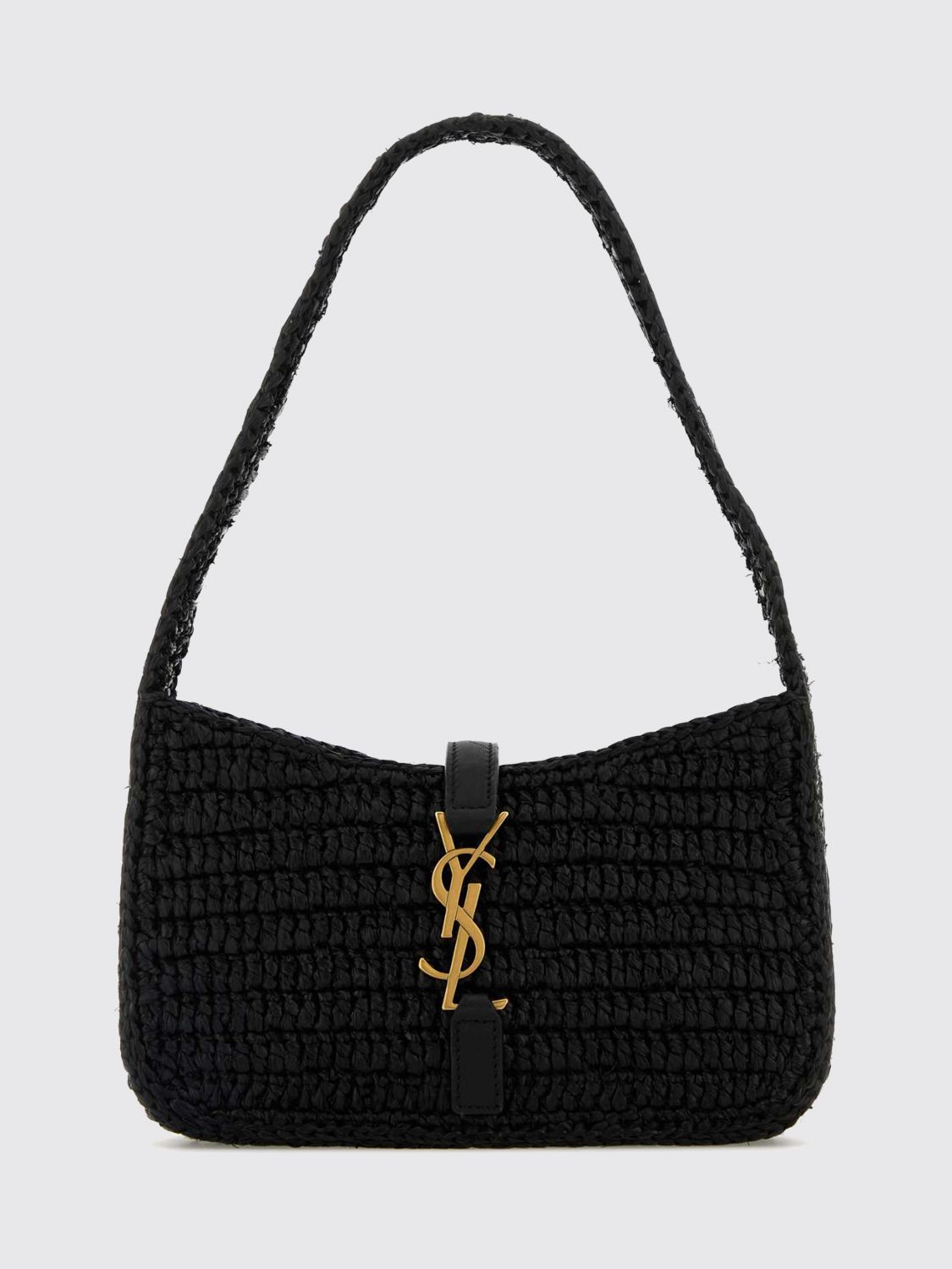 SAINT LAURENT Le 5 à 7 Crochet Raffia Mini Bag with YSL Monogram