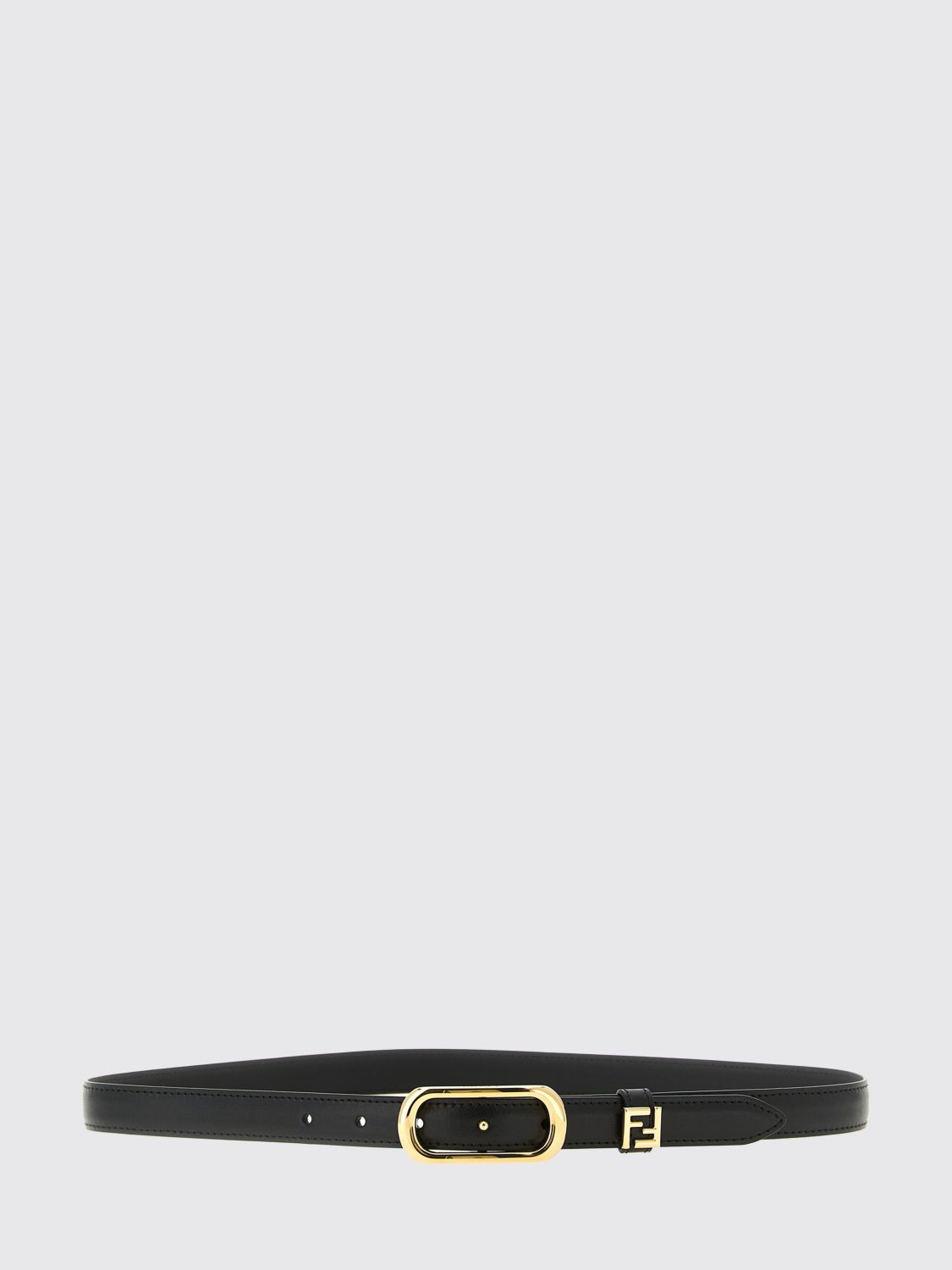 FENDI Schmaler Gürtel aus Kalbsleder mit FF-Monogramm-Schnalle aus Metall