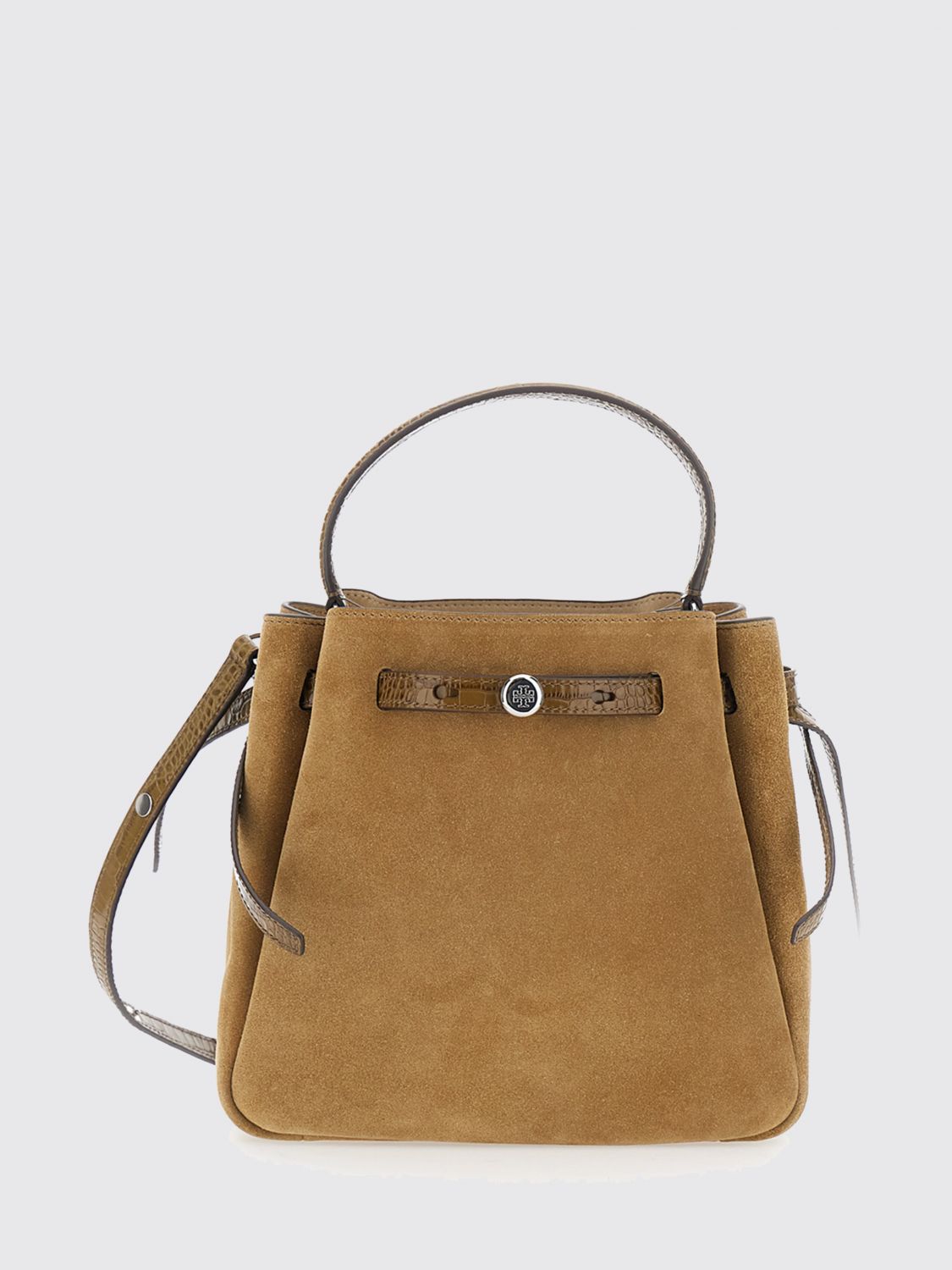 TORY BURCH Romy Suede Mini Bucket Bag with Double T Logo