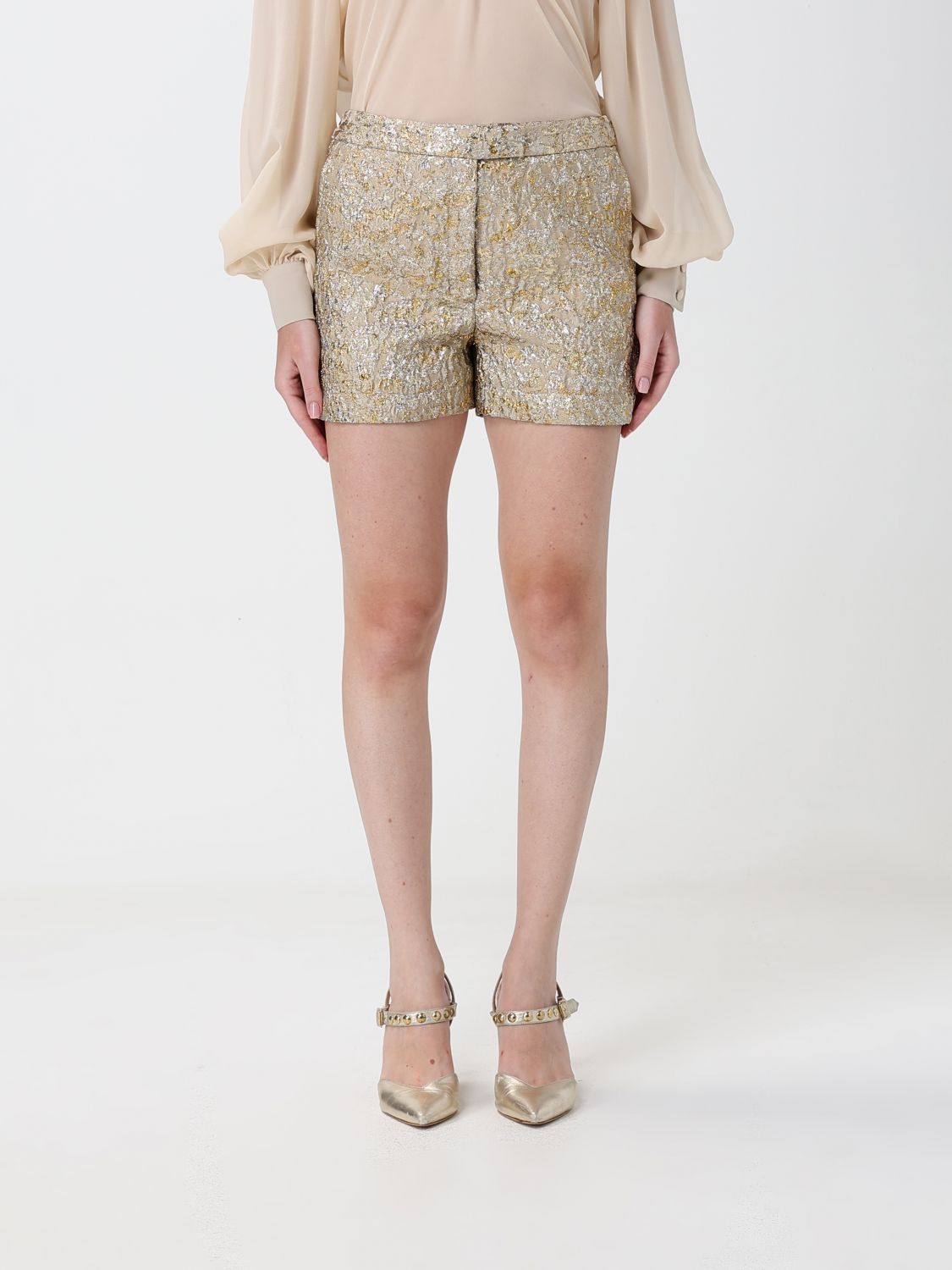 COLLINI MILANO 1937 Gold Laminated Jersey Slim Fit Mini Shorts