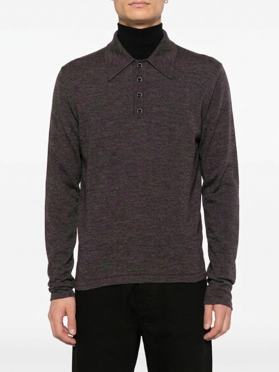 LEMAIRE Langärmeliges Poloshirt von aus reiner Wolle mit 4-Knopfleiste