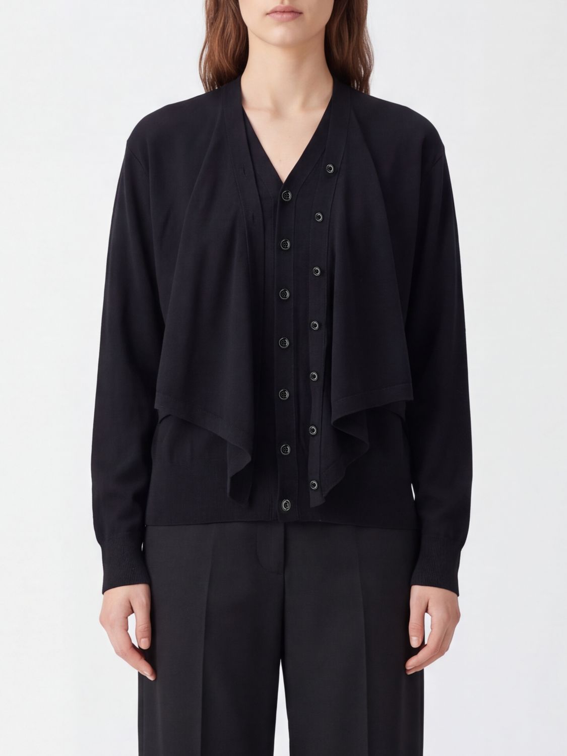 LEMAIRE V-Neck Wool Blend Cardigan with Button Closure