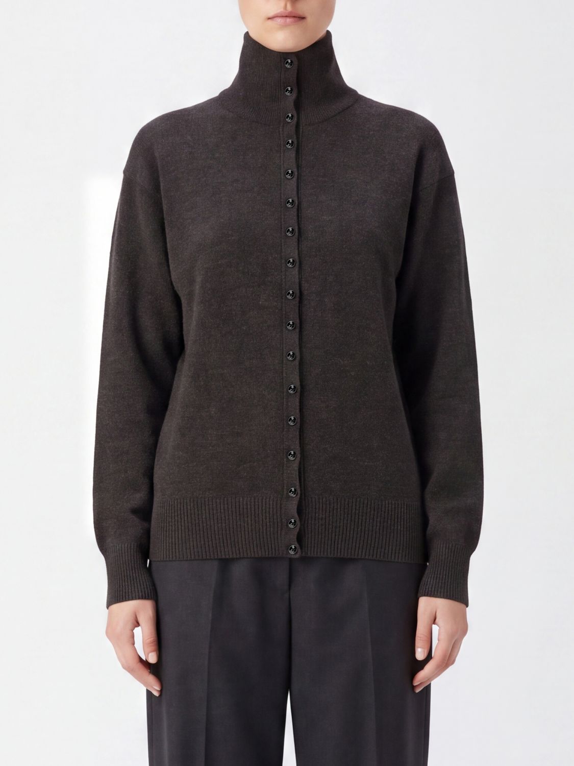 LEMAIRE Hochgeschlossener Cardigan aus reiner Wolle mit Knopfverschluss