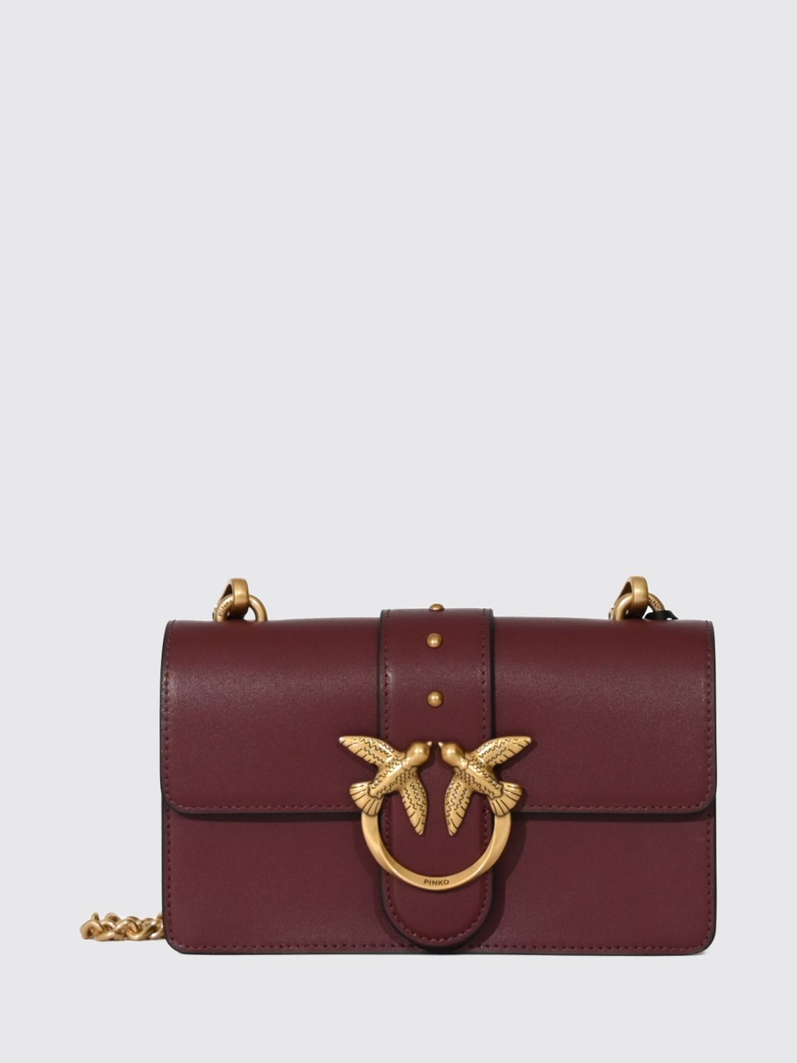 PINKO Mini borsa a tracolla Love Bag One in pelle con borchie e logo