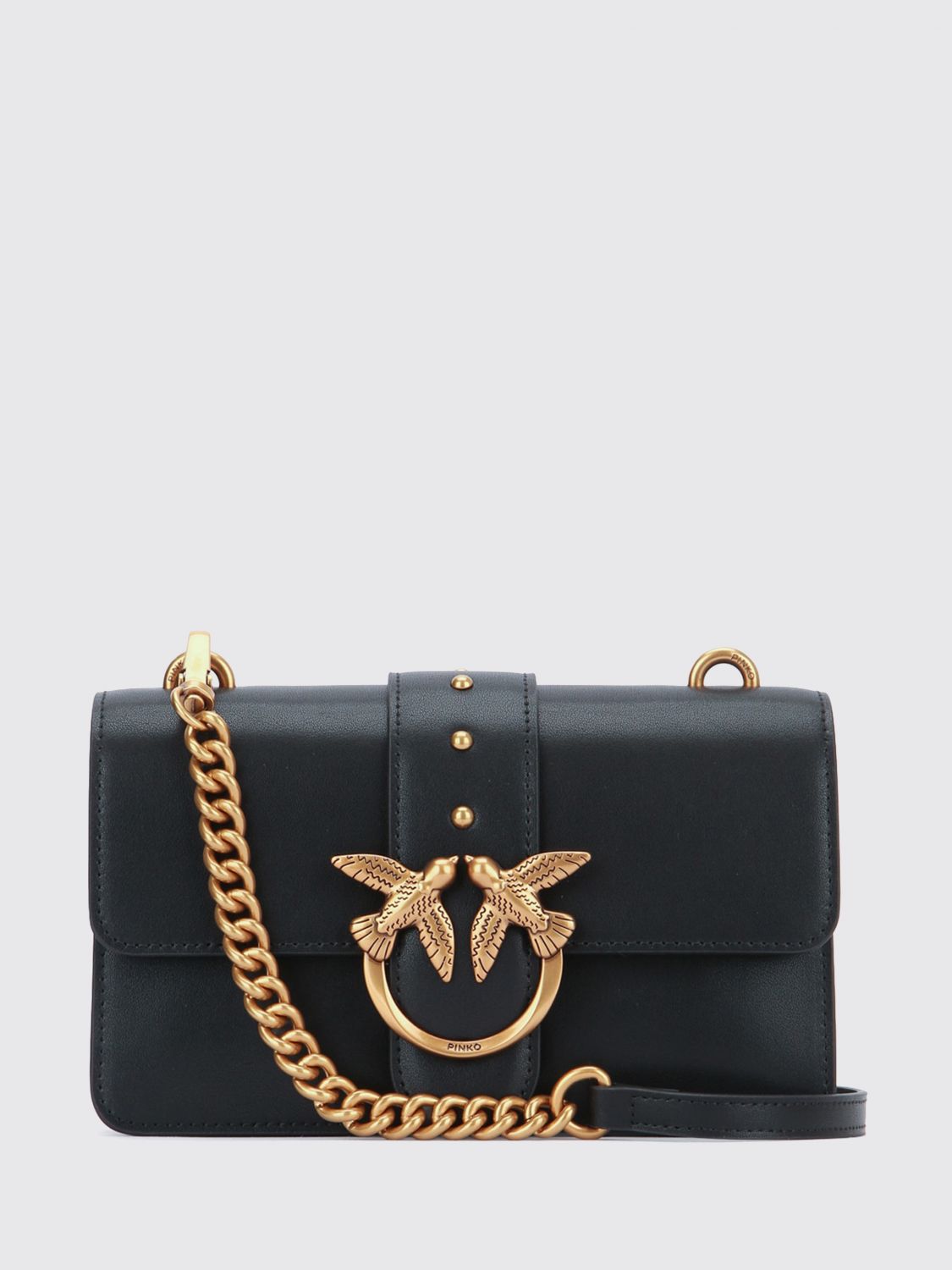 PINKO Love Bag One Studded Leather Mini Crossbody Bag with Logo