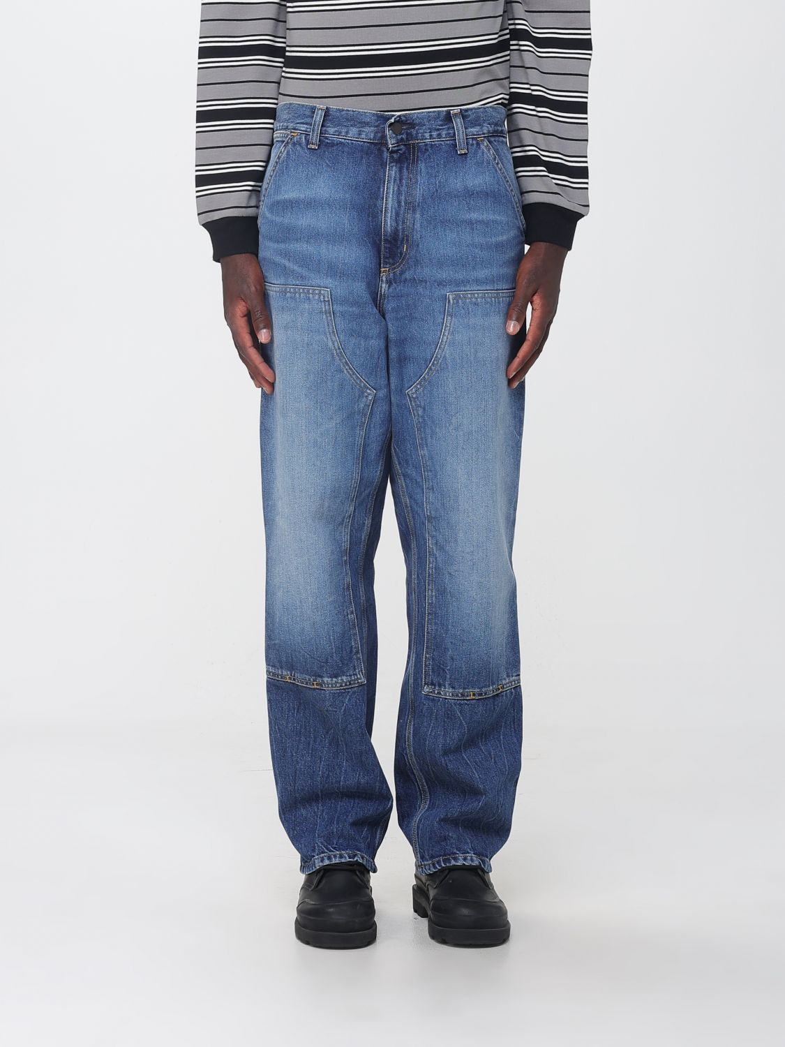 CARHARTT WIP Jeans Double Knee in denim di cotone a gamba dritta