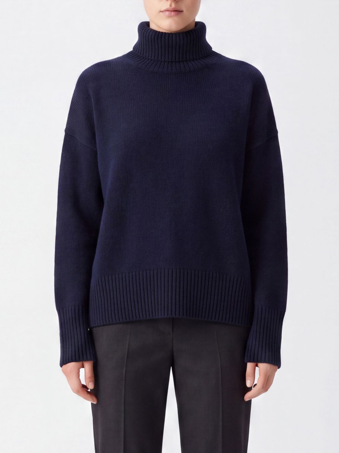 Lisa Yang Turtleneck Jumper in Pure Cashmere with Dropped Shoulders