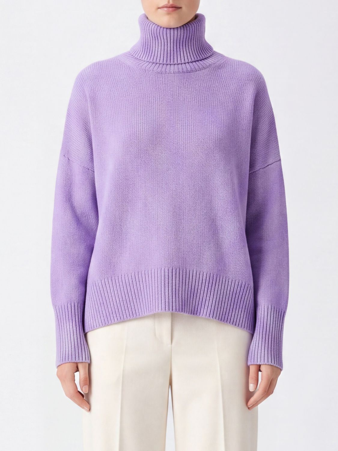 Lisa Yang Turtleneck Jumper in Pure Cashmere with Dropped Shoulders