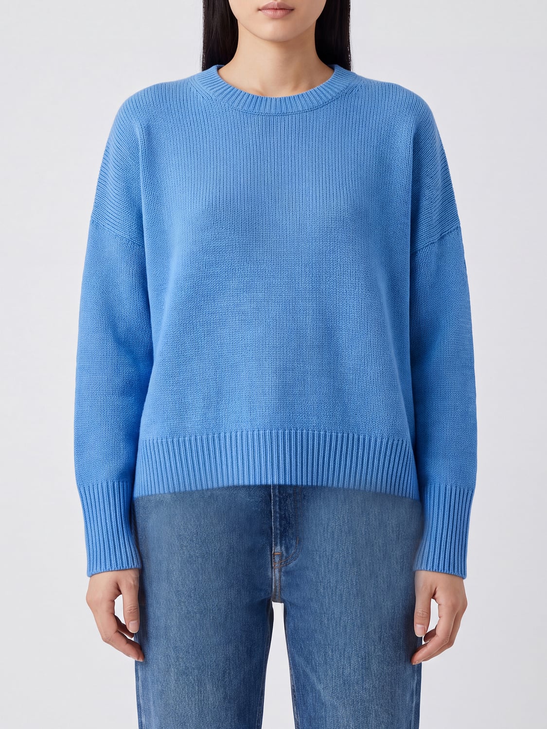 LISA YANG Maglia girocollo in puro cashmere con maniche lunghe e bordi a costine