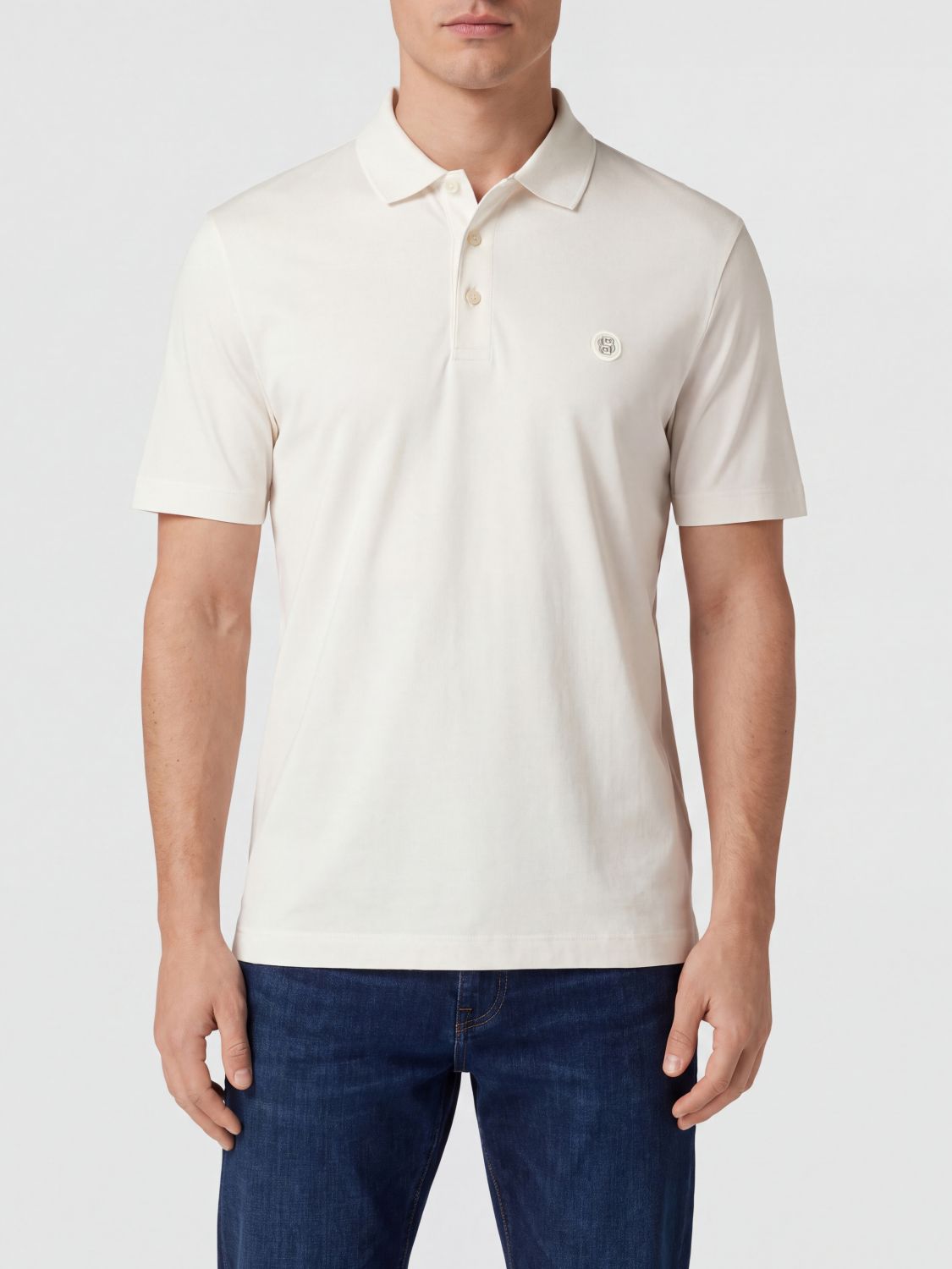 Boss Cotton Polo Shirt with Ribbed Collar and Applied Logo