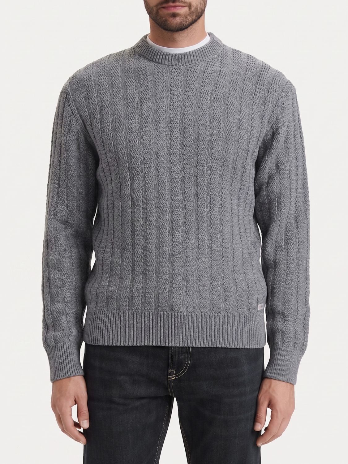 BOSS Maglia girocollo in cotone a maniche lunghe