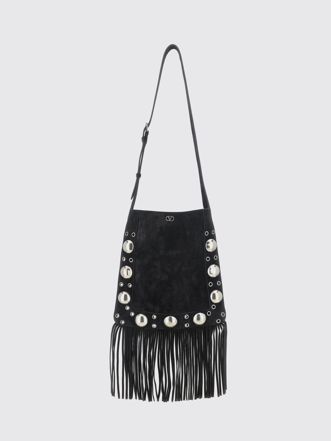 VALENTINO GARAVANI Nellcôte Fringed Leather Crossbody Bag with VLogo