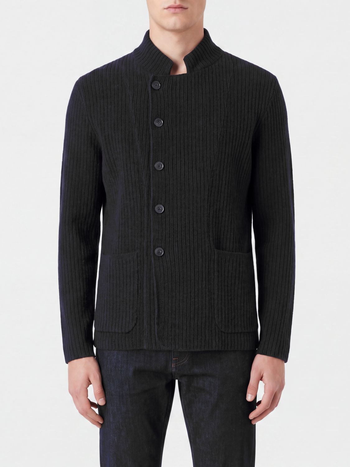EMPORIO ARMANI Slim-Fit-Plisseejacke mit Stehkragen und aufgesetzten Taschen