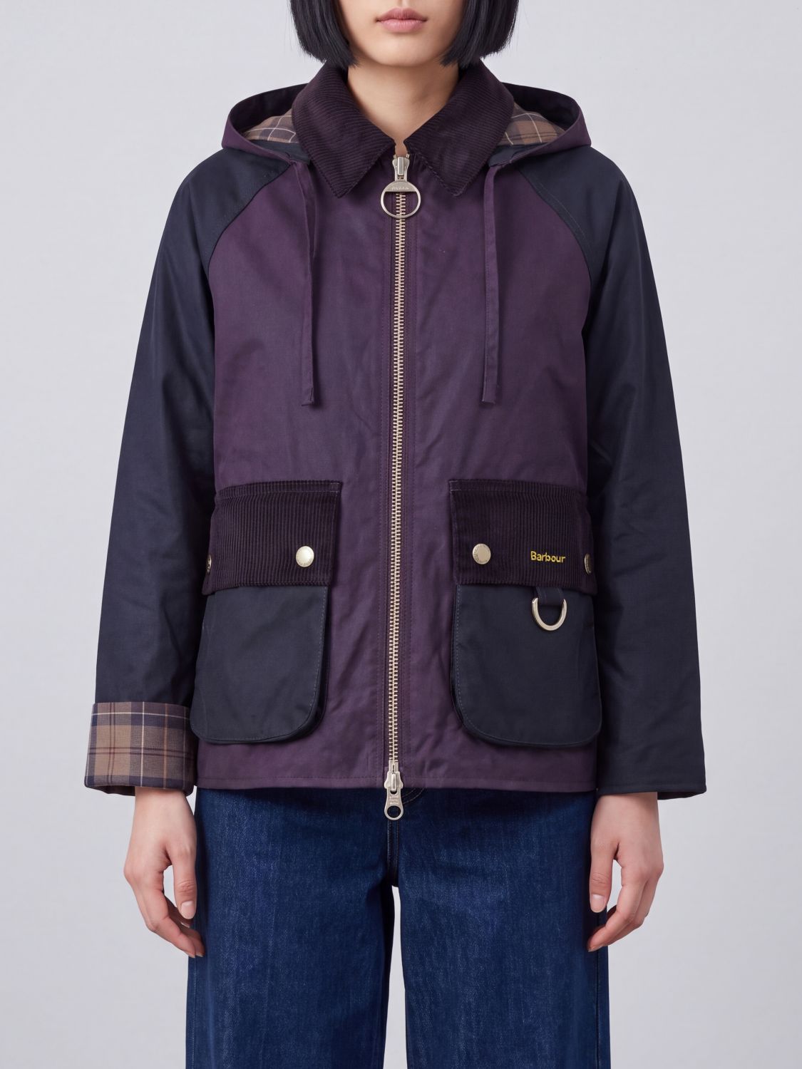 Barbour Waxed Cotton Jacket with Hood and Velvet Collar